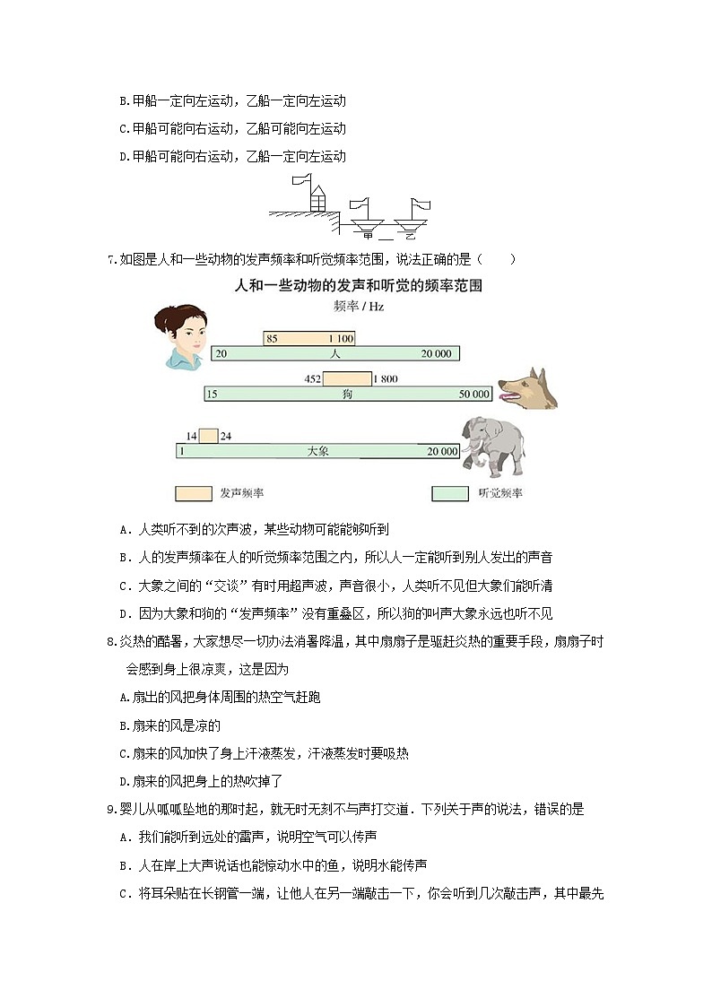 山东省滨州市无棣县2024-2025学年上学期期中考试八年级物理试题B卷第3页