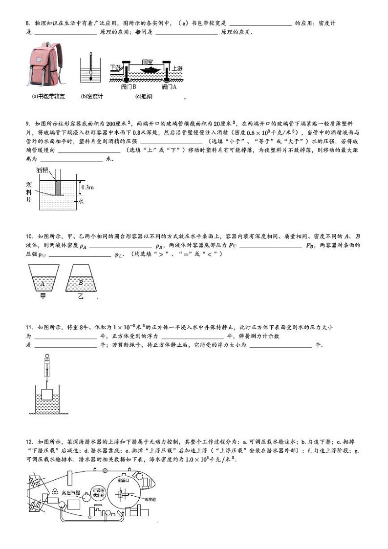 2023～2024学年10月上海市民办新世纪中学初三上学期月考物理试卷[原题+解析版]第2页