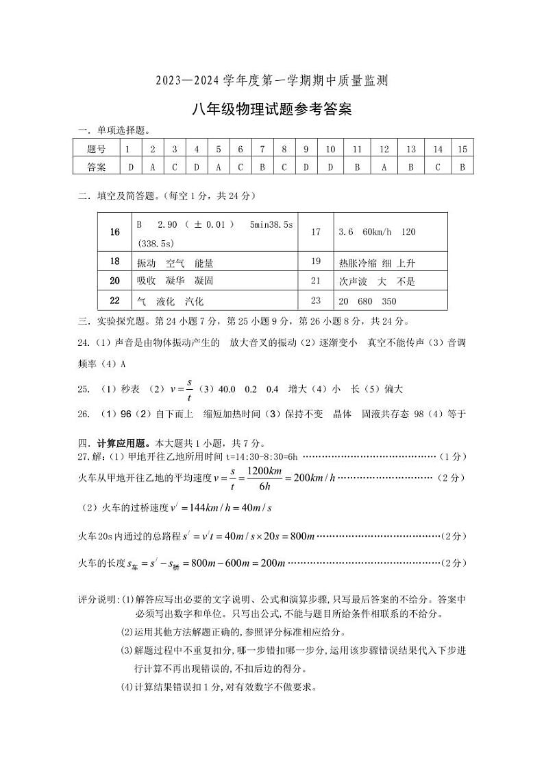 2024－2025上八年级期中物理答案第1页