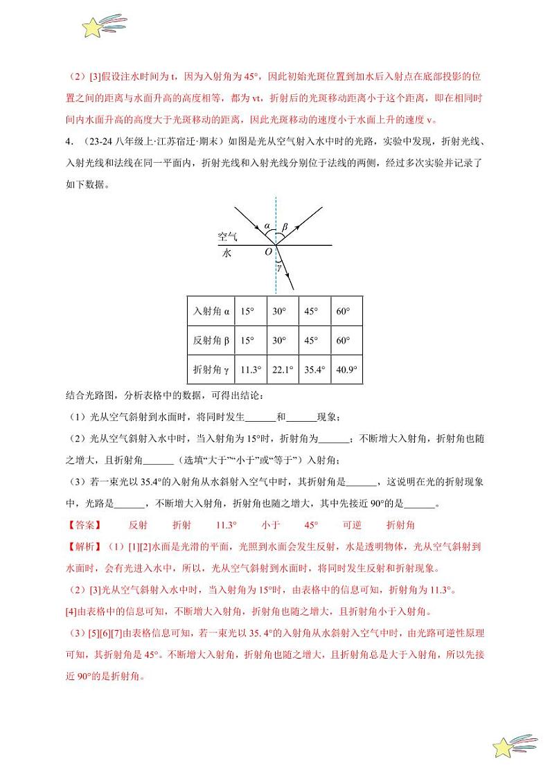 第4节 光的折射（分层训练）-（新教材）第一辑：人教版2024八年级物理上册讲义（教师版） 2024-2025学年（人教版）八年级上册物理期中期末题型复习讲义第3页