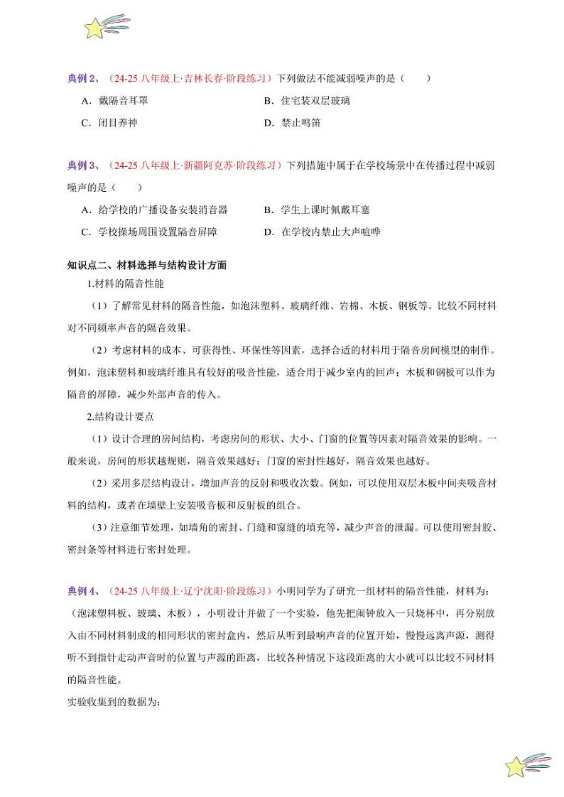 第5节 跨学科实践：制作隔音房间模型（通关讲义）-（新教材）第一辑：人教版2024八年级物理上册讲义（学生版） 2024-2025学年（人教版）八年级上册物理期中期末题型复习讲义第2页