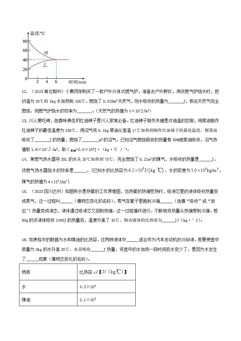 物理中考以题型精炼攻克难点亮点专题08热学综合(含图像)填空题(原卷版+解析)第3页