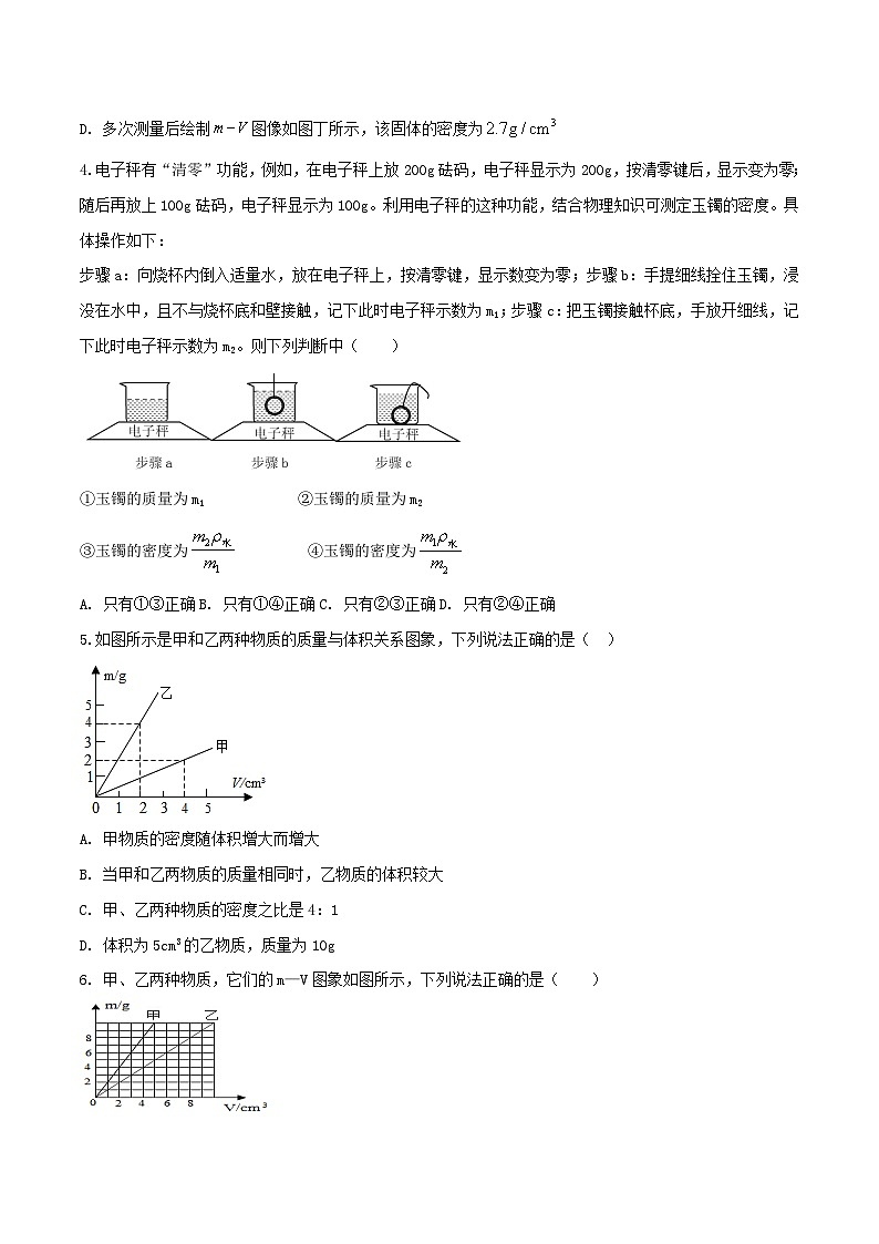 物理中考以题型精炼攻克难点亮点专题13密度(含测量)计算选择题(原卷版+解析)第2页