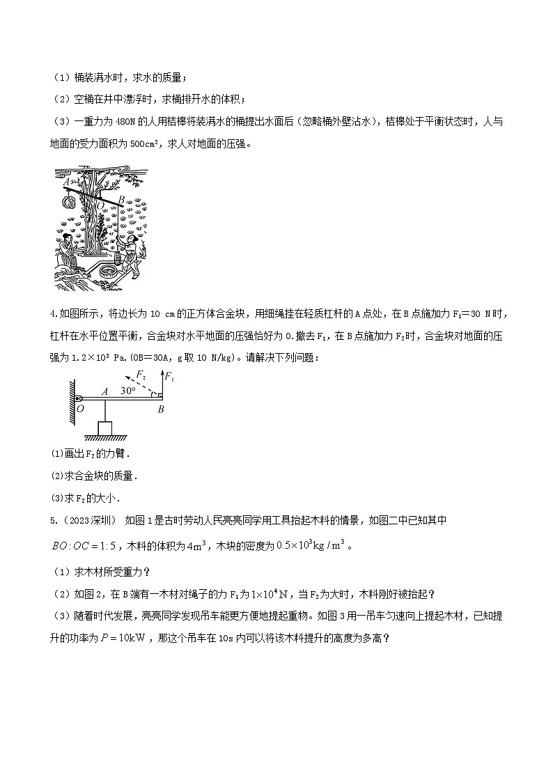 物理中考以题型精炼攻克难点亮点专题33杠杆综合难题应用题(原卷版+解析)第2页