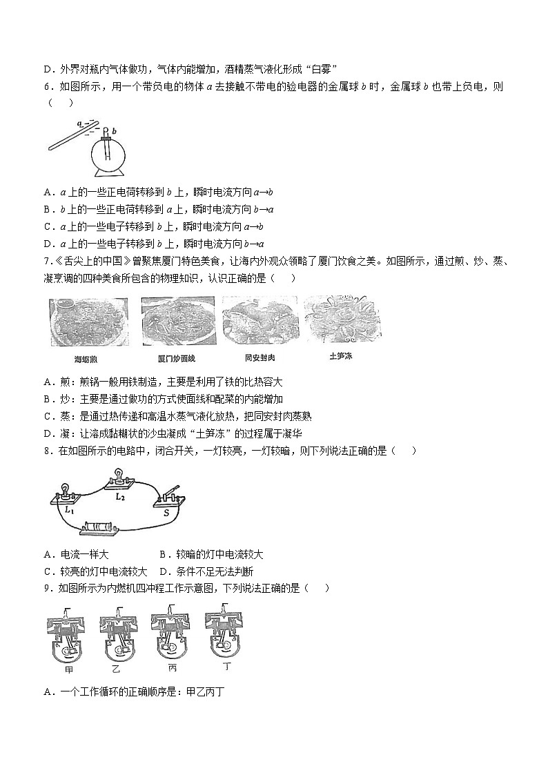 福建省厦门第十中学2024-2025学年上学期九年级物理期中质量检测卷(无答案)第2页