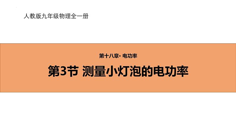 人教版（2024）九年级物理全册18.3测量小灯泡的电功率课件第1页