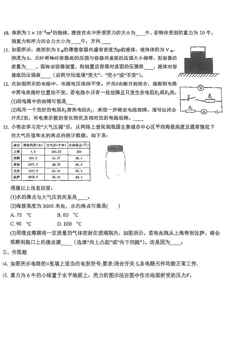 上海市未来科技学校2024-2025学年九年级上学期物理期中考试试卷第2页