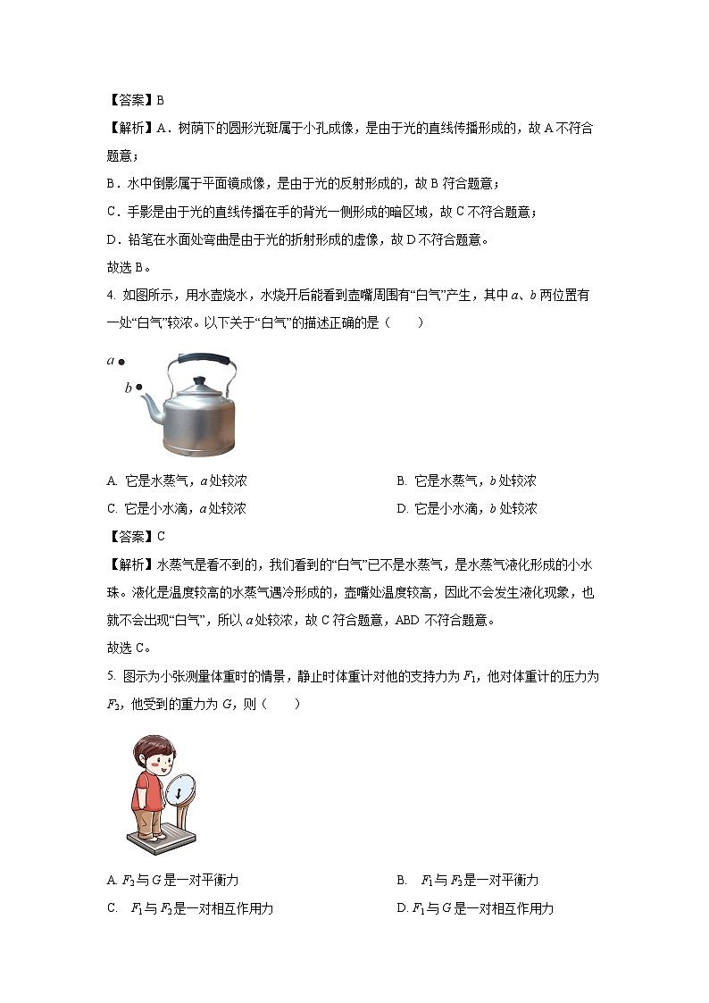 江苏省无锡市宜兴市2024年中考一模物理试卷（解析版）第3页