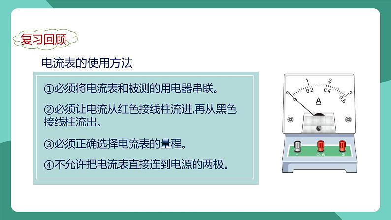 人教版物理九年级下册15.5串、并联电路中电流的规律 课件第6页