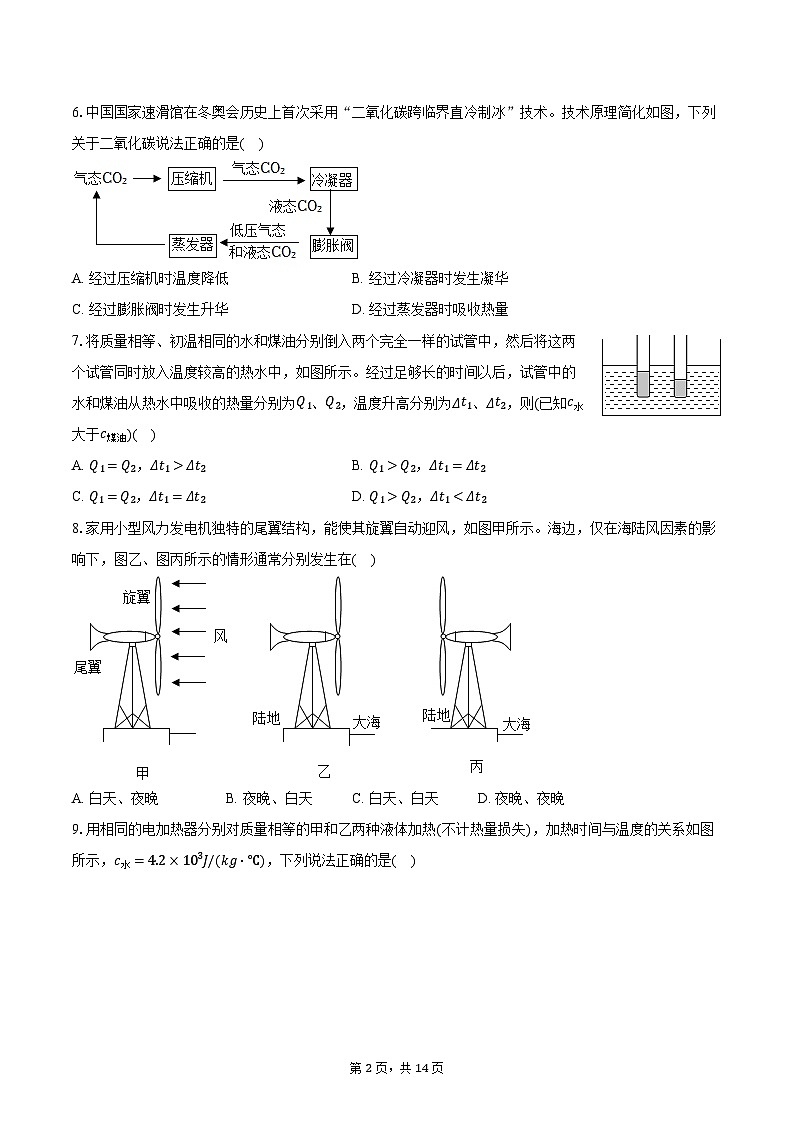 2024-2025学年福建省厦门外国语学校九年级（上）月考物理试卷（10月份）（含答案）第2页