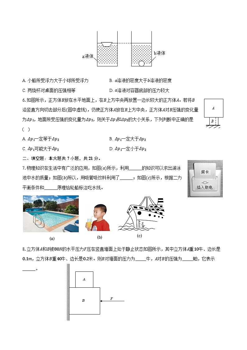 2024-2025学年上海市存志东校九年级（上）月考物理试卷（10月份）（含答案）第2页