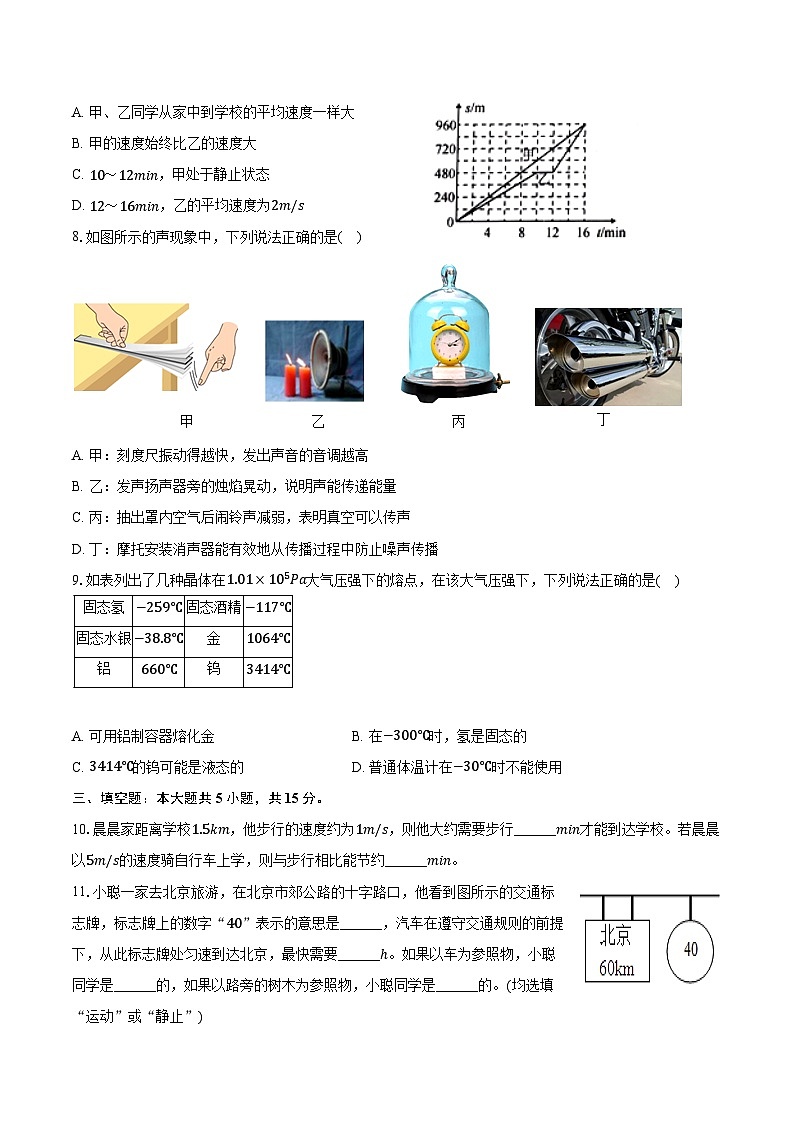 2024-2025学年辽宁省营口市大石桥市部分学校八年级（上）月考物理试卷（10月份）（含答案）第2页