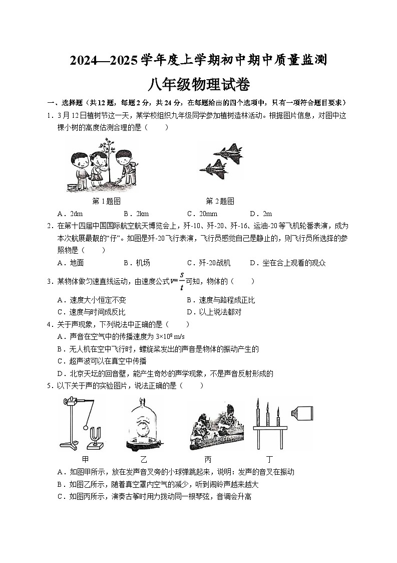 湖北省孝感市孝昌县2024-2025学年八年级上学期11月期中物理试题第1页