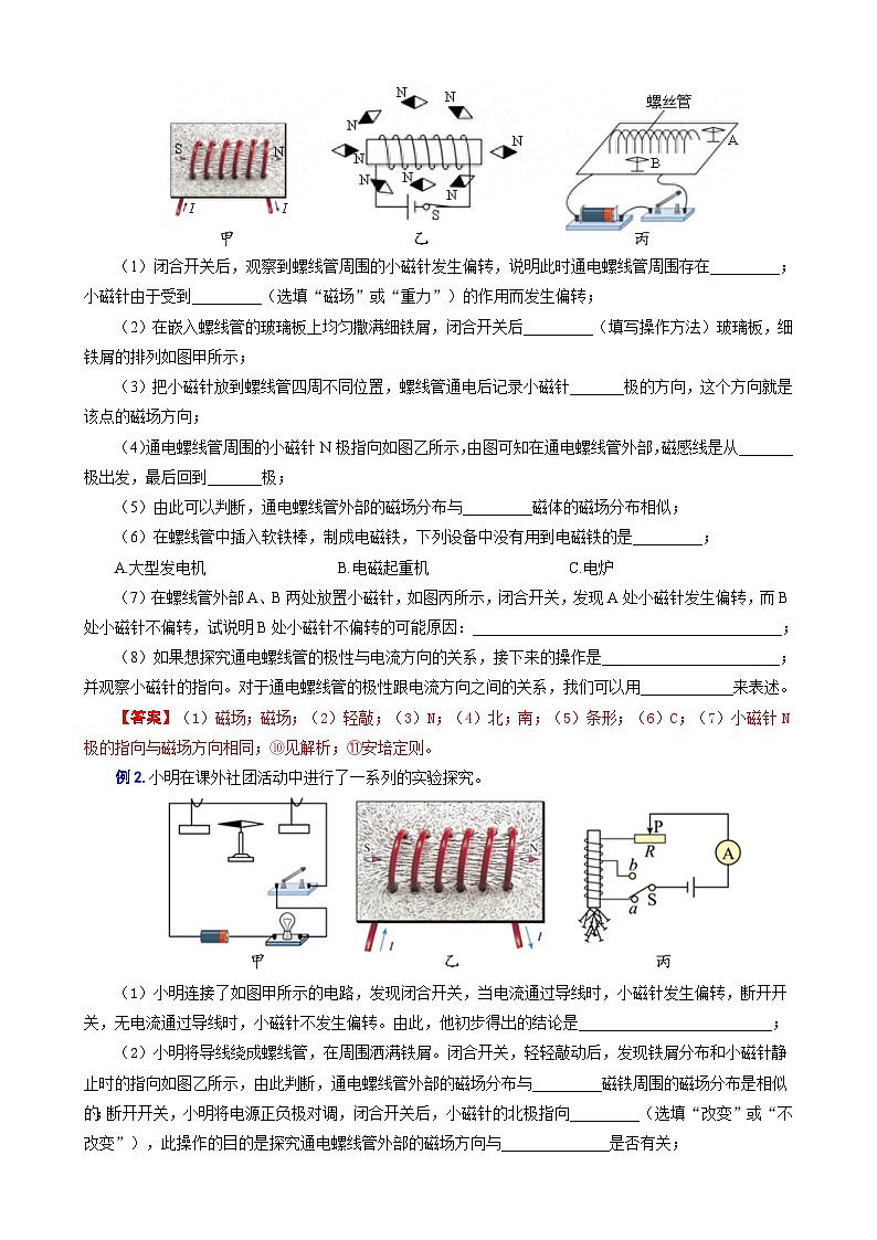 中考物理一轮复习专项练习 《探究“通电螺线管磁场分布”实验考向》第2页