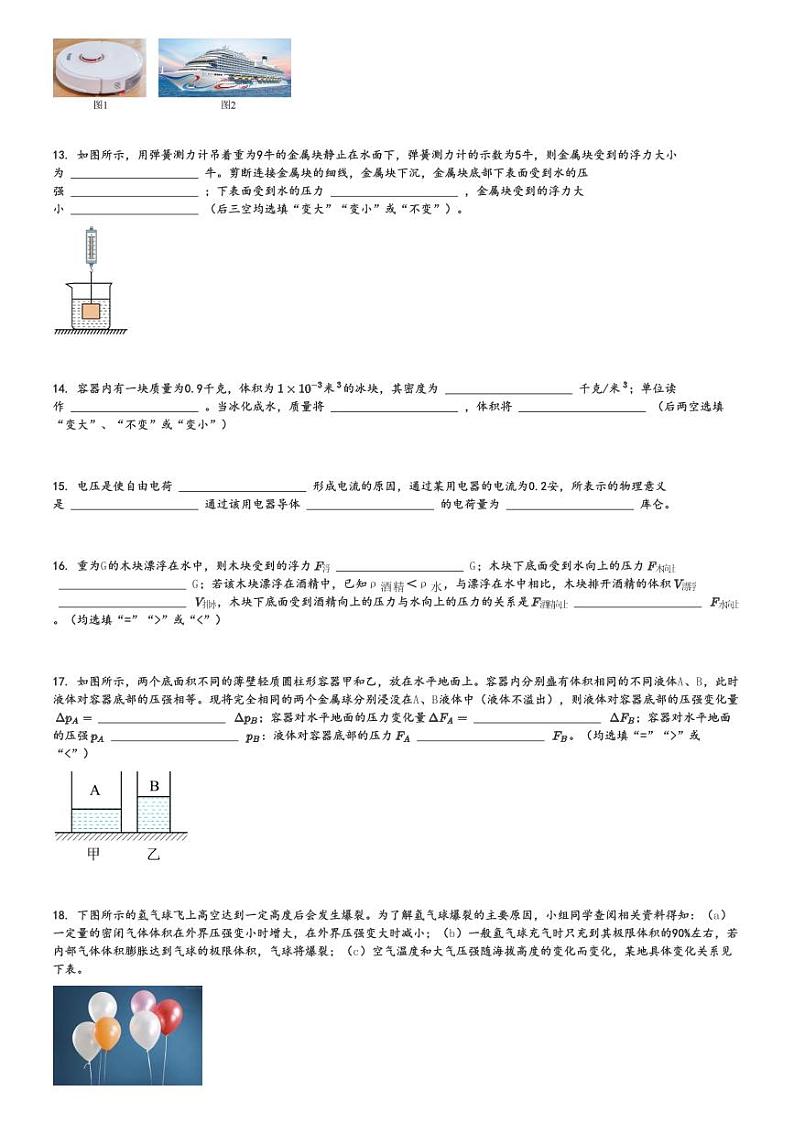 2024～2025学年上海徐汇区上海市南洋初级中学初三(上)期中物理试卷[原题+解析]第3页
