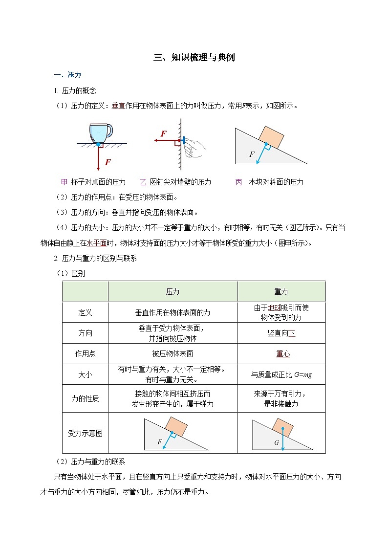 2025年中考物理一轮复习讲与练专题09 压强（知识梳理+典例+练习）（教师版）02