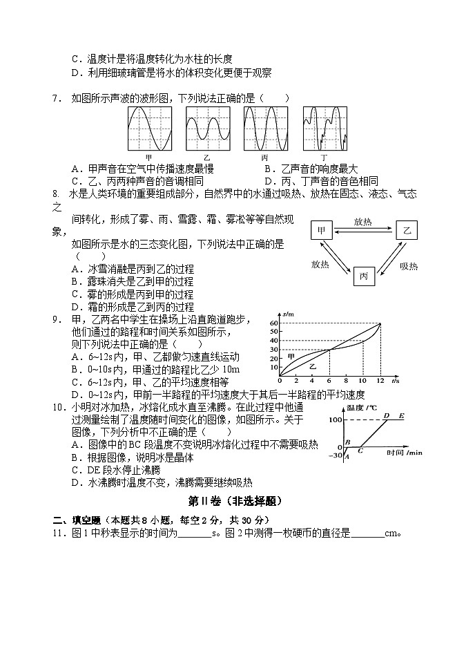 2024八年级上册初中物理期中测试题正式版第2页