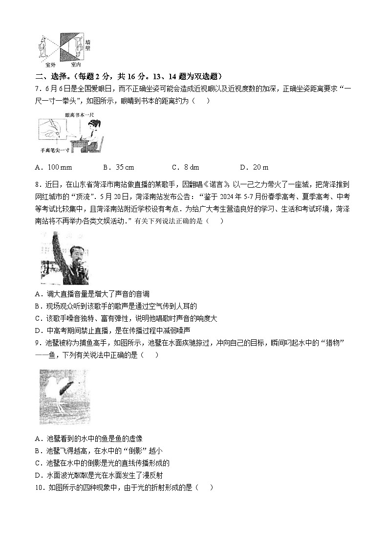 河南省周口市鹿邑县2024-2025学年八年级上学期11月期中物理试题第2页