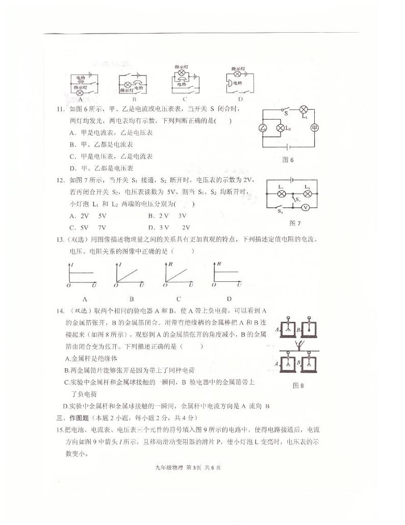 驻马店市上蔡县2024-2025学年11月上期期中素质测试九年级物理试卷（真题附答案）第3页
