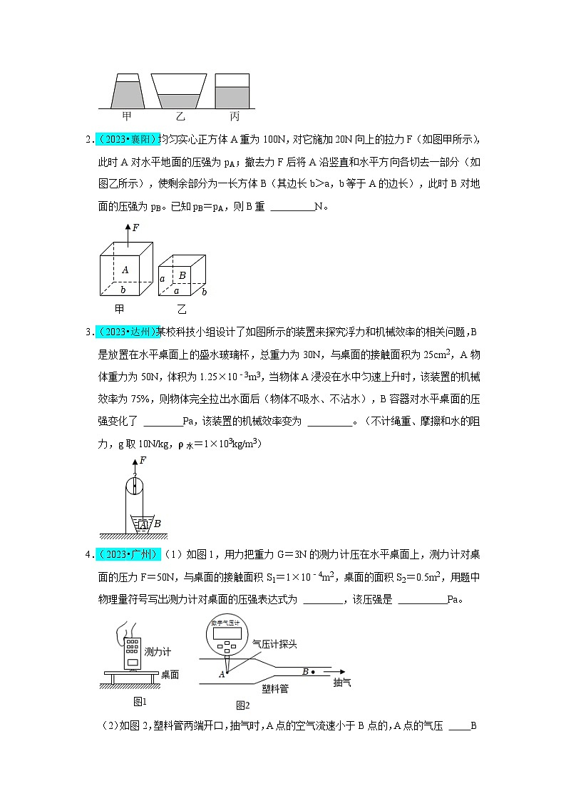 2025年中考物理二轮培优压轴题练习挑战08 填空题（浮力压强与简单机械综合46题）（原卷版）第2页