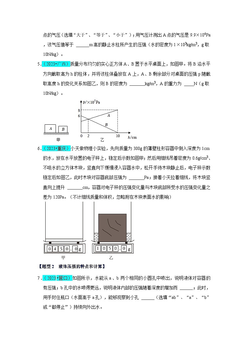 2025年中考物理二轮培优压轴题练习挑战08 填空题（浮力压强与简单机械综合46题）（原卷版）第3页