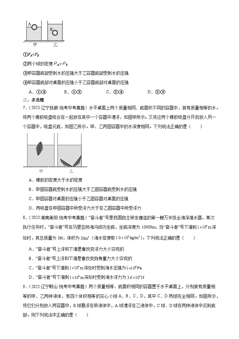 2025年中考物理二轮复习综合专项训练 浮力和压强（学生版）第3页