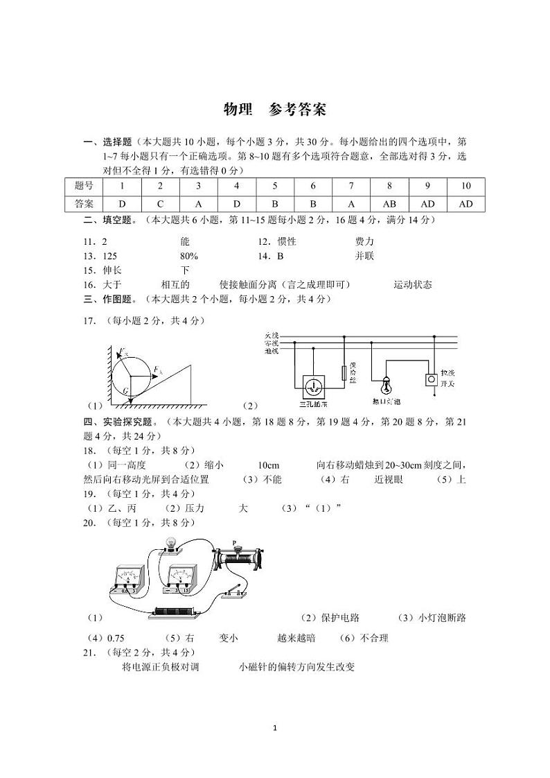 2024-2025学年上学期期中考试物理试题卷答案第1页
