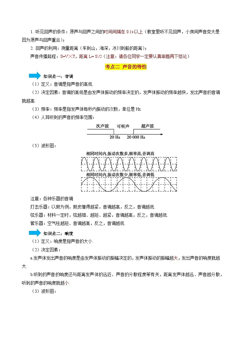 专题01 声现象-【口袋书】2024年中考物理一轮复习知识清单（原卷版）第3页