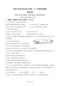 重庆市荣昌区重庆市荣昌中学校2024-2025学年八年级上学期11月期中物理试题