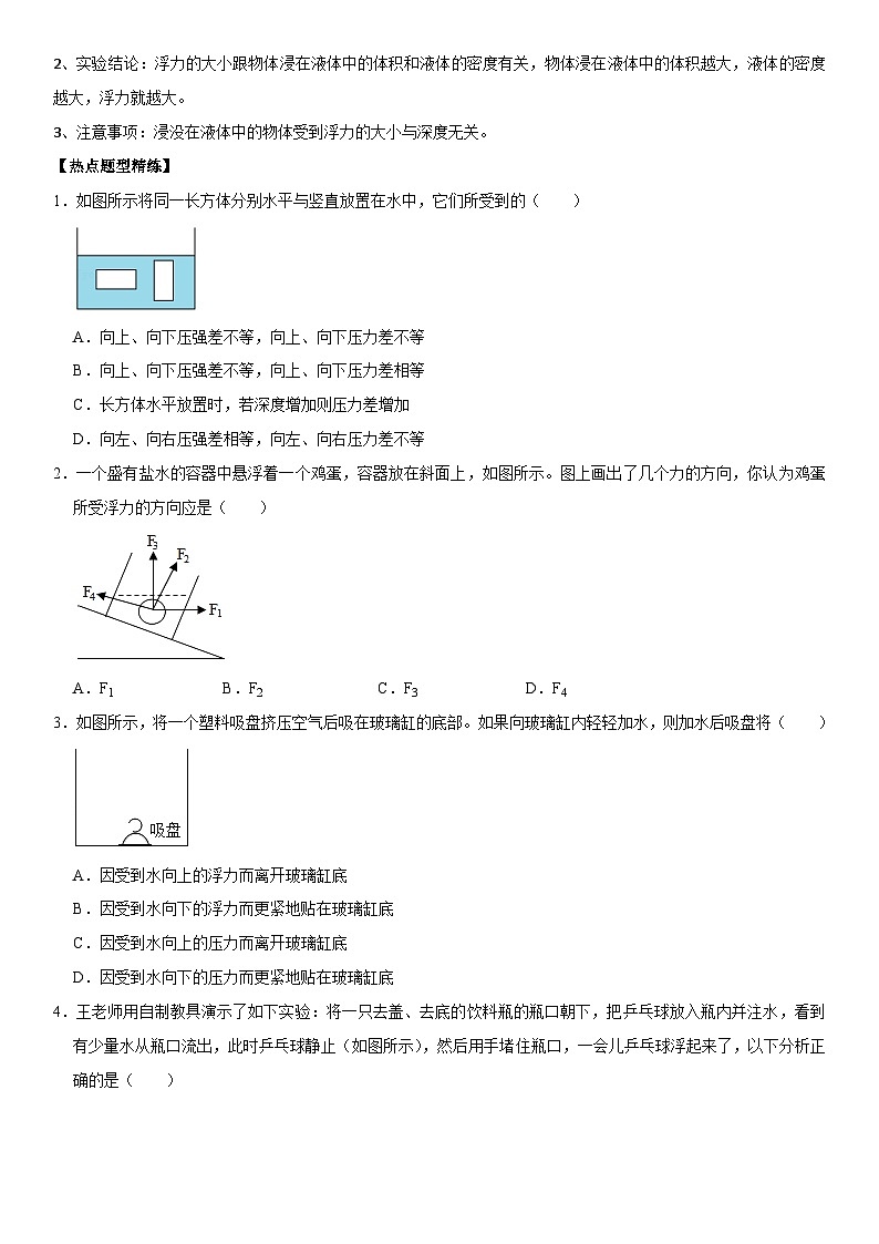 第10章 浮力（高频考点精讲）（原卷版）-2023年中考物理一轮复习高频考点精讲与易错题精选（全国通用）第2页