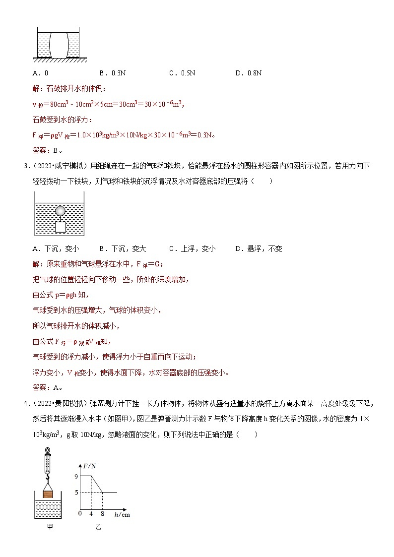 第10章 浮力（易错模拟题汇编）（解析版）-2023年中考物理一轮复习高频考点精讲与易错题精选（全国通用）第2页