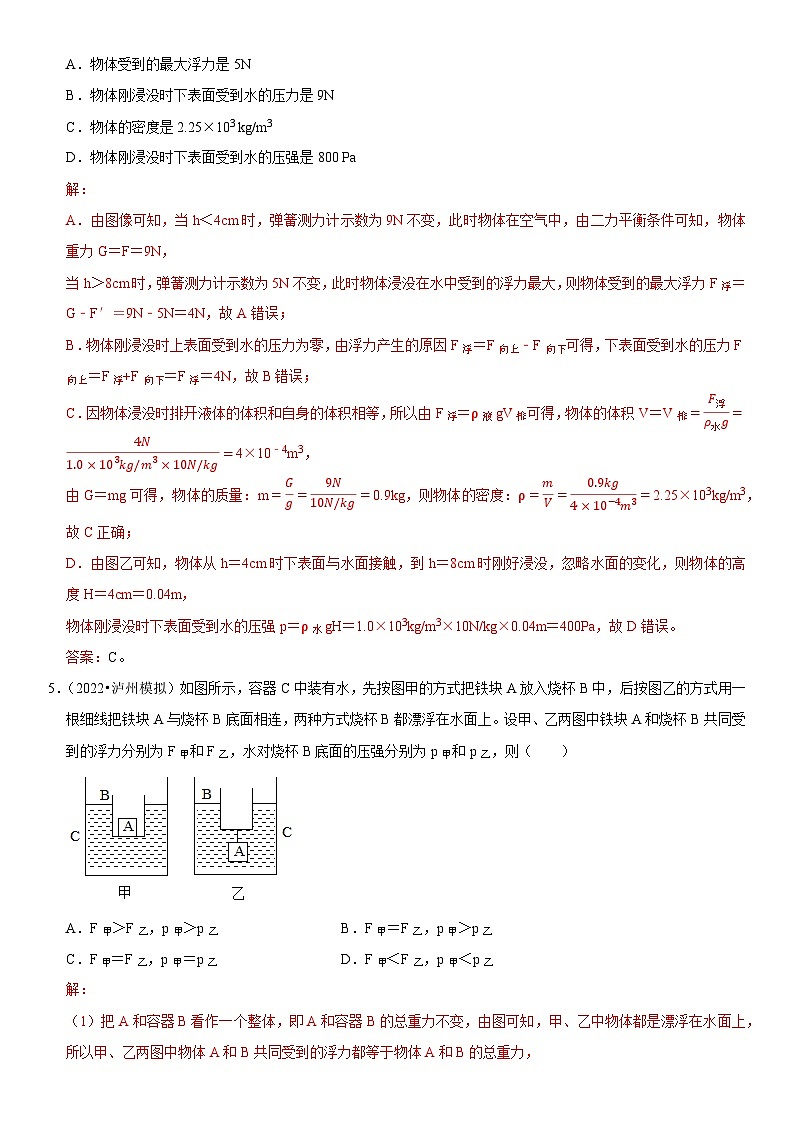 第10章 浮力（易错模拟题汇编）（解析版）-2023年中考物理一轮复习高频考点精讲与易错题精选（全国通用）第3页