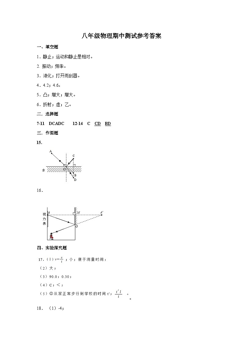 河南省商丘市夏邑县城北五乡联考2024-2025学年八年级上学期11月期中物理试题01