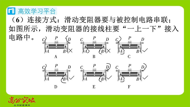 九年级人教版全一册第十五章　探究电路  第一节　电阻和变阻器  第二课时　变阻器课件第6页