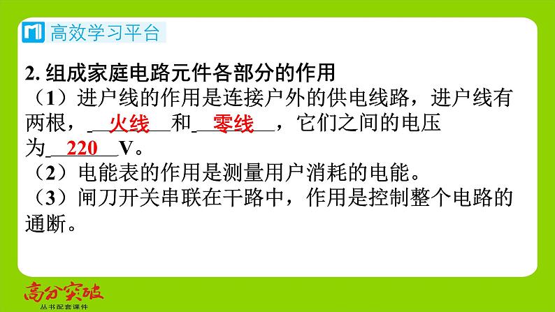 九年级人教版全一册第十五章　探究电路  第五节　家庭用电  第5节　家庭用电课件第3页