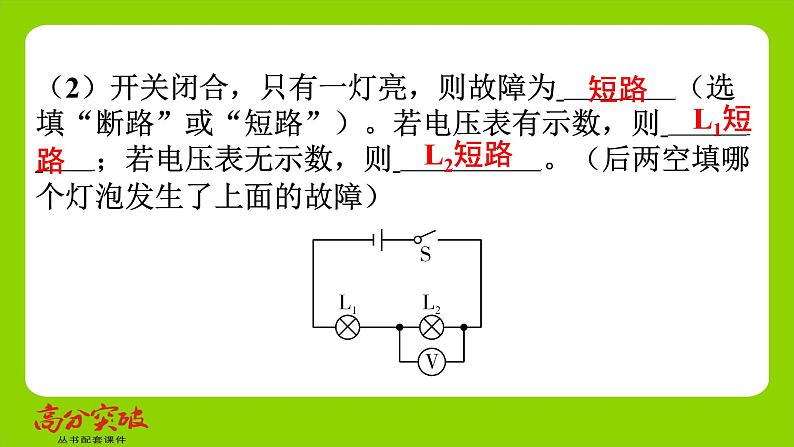 九年级人教版全一册第十五章　探究电路  专题三   故障分析  专题3   故障分析课件第6页