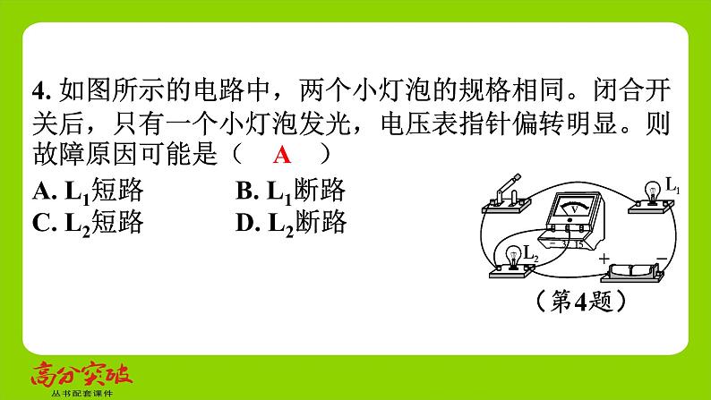 九年级人教版全一册第十五章　探究电路  专题三   故障分析  专题3   故障分析课件第7页