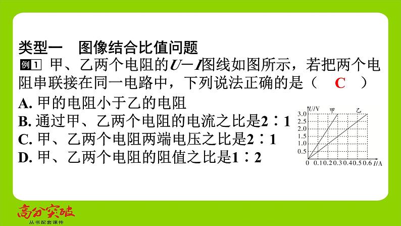 九年级人教版全一册第十五章　探究电路  专题四　电学图像专题分析  第二课时　电学图像专题分析（二）课件第2页