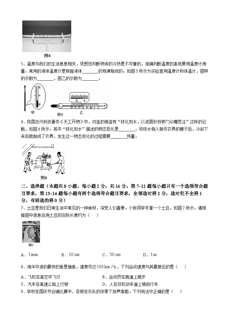 河南省舞钢市2024-2025学年八年级上学期期中调研物理试题第2页