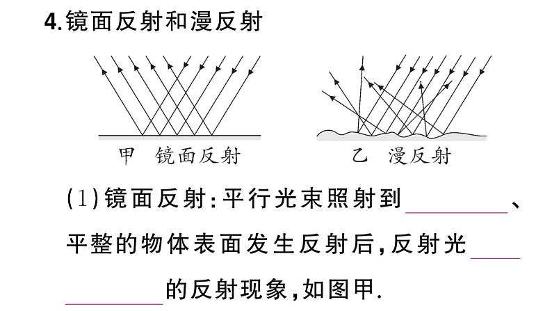 初中物理新人教版八年级上册第四章第二节 光的反射课堂作业课件2024秋季第7页