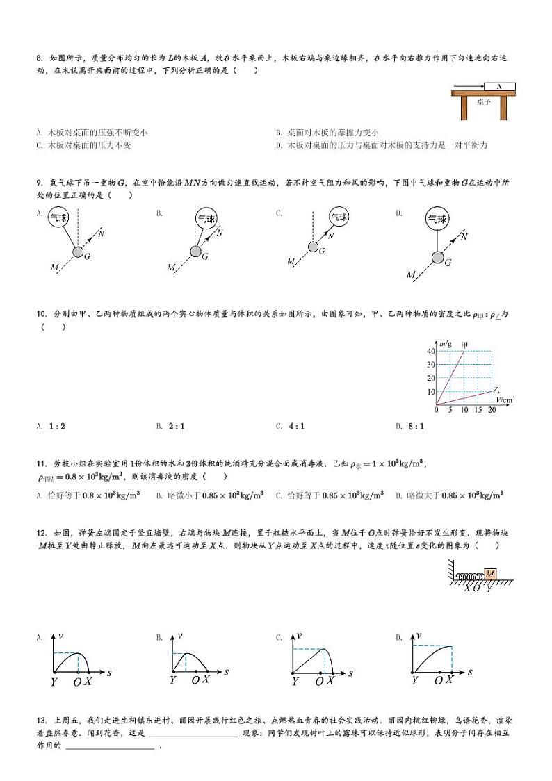 江苏省泰州市靖江市靖城中学2023-2024学年八年级(下)期中考试复习物理试卷(含解析)第2页