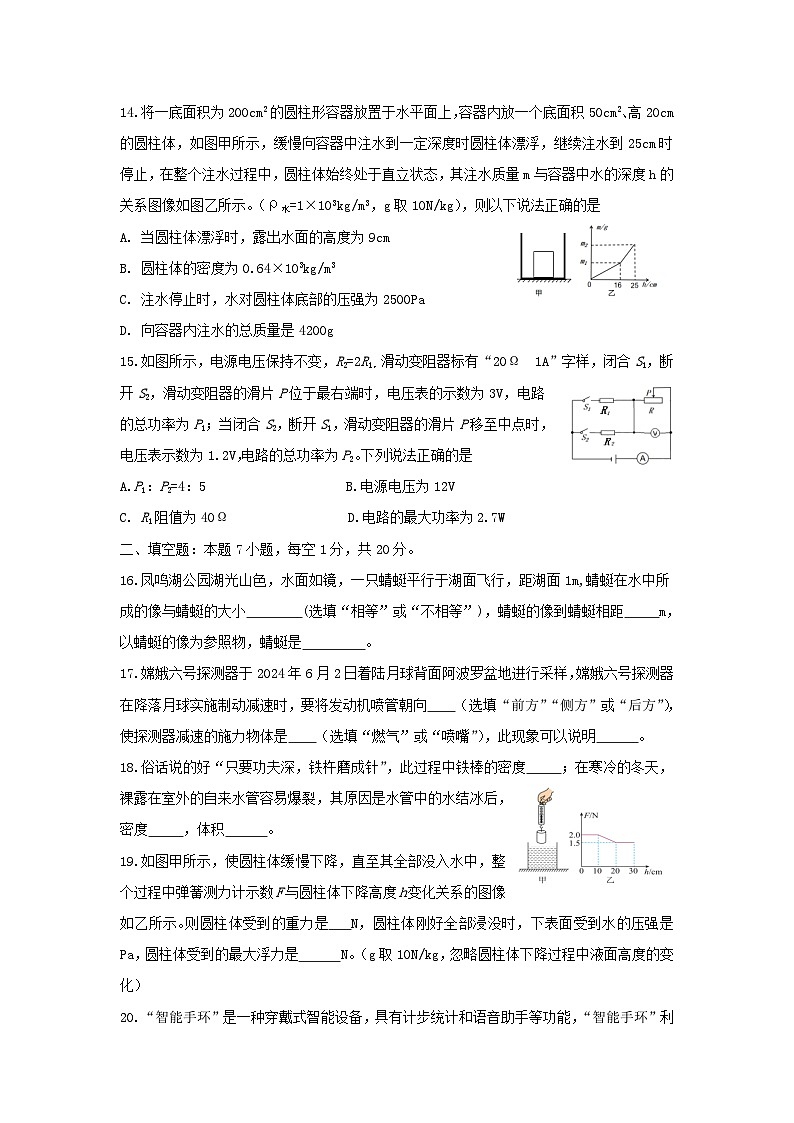 2024年山东枣庄物理中考真题及答案第3页