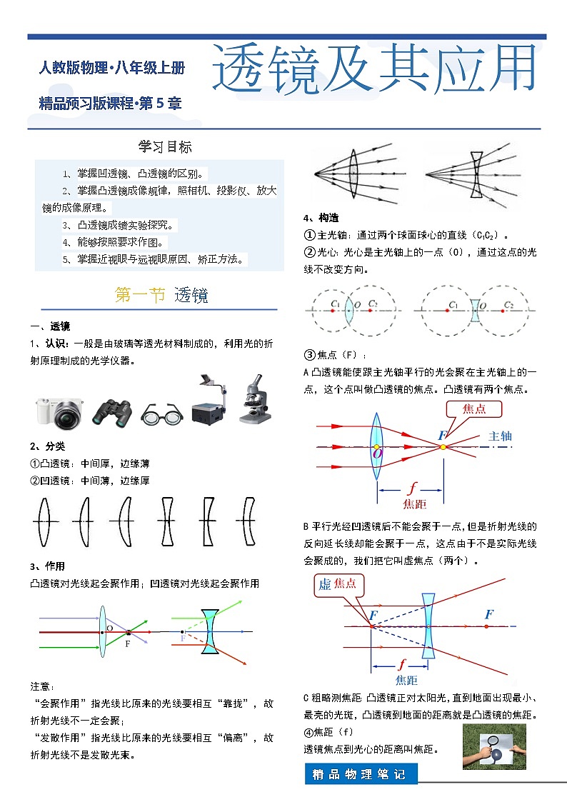 人教版八年级物理上册 第5章透镜及应用第1页