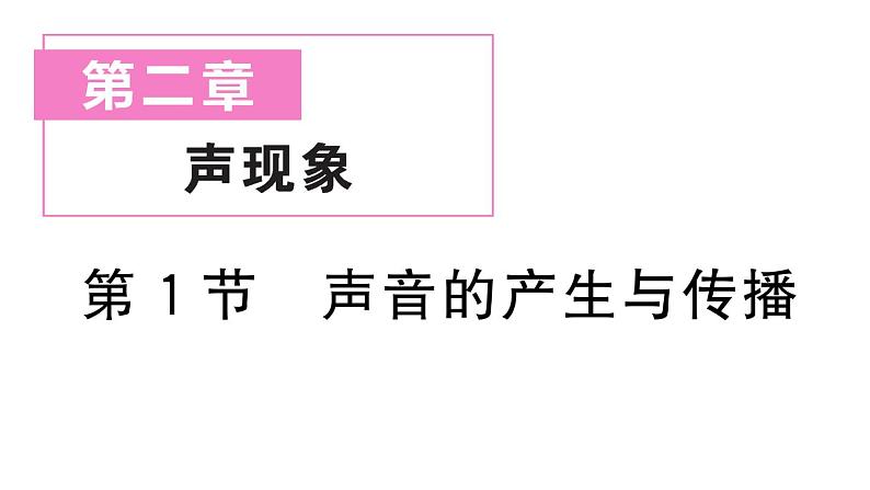 初中物理新人教版八年级上册第二章第一节 声音的产生与传播作业课件2024秋季第1页