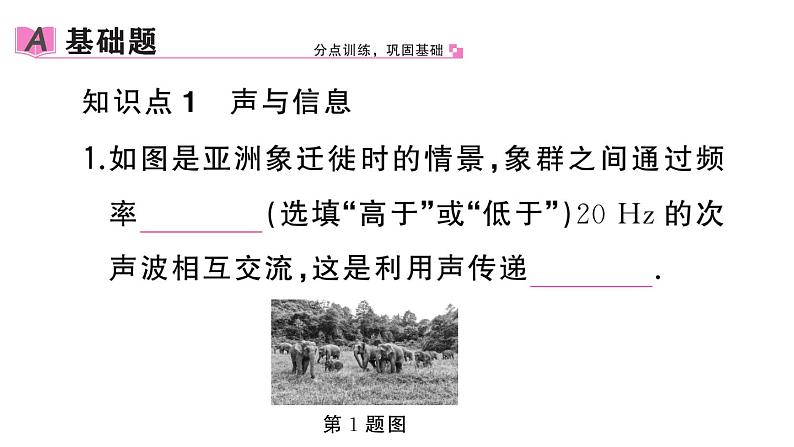 初中物理新人教版八年级上册第二章第三节 声的利用作业课件2024秋季第2页