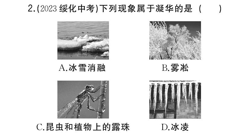 初中物理新人教版八年级上册第三章第四节 升华和凝华作业课件2024秋季第3页