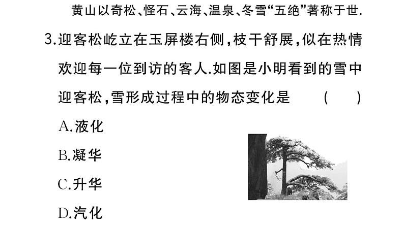 初中物理新人教版八年级上册大单元综合(三) 物态变化与质量作业课件2024秋季第5页