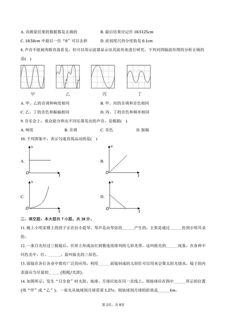 2024～2025学年海南省海口市部分学校八年级(上)期中物理试卷(含答案)第2页