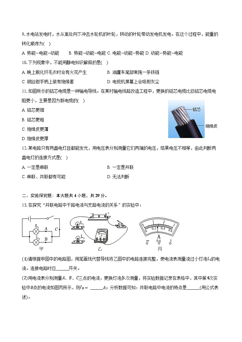 2024-2025学年湖北省孝感市汉川外国语学校九年级（上）月考物理试卷（10月份）（含答案）第2页