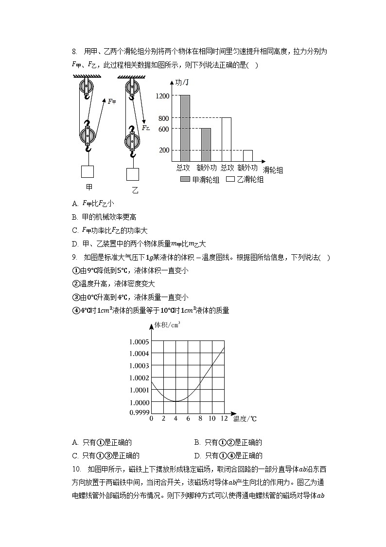2023年广东省广州十六中教育集团中考物理质检试卷（含答案）第3页
